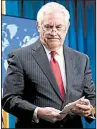  ?? AP/ANDREW HARNIK ?? “We disagreed on things,” Secretary of State Rex Tillerson said of President Donald Trump during a farewell news conference Tuesday at the State Department.