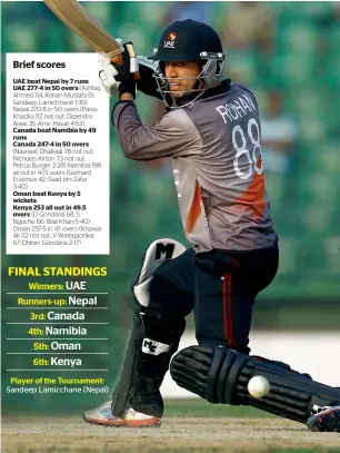  ?? KT file ?? Captain Rohan Mustafa played a watchful 51 to guide UAE against Nepal by seven runs. —
