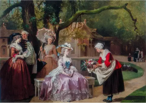  ??  ?? Marie Antoinette et Louis XVI, dans le jardin des Tuileries, avec Madame de Lamballe (1749-1792), de Joseph Caraud (1821-1905), 1857.