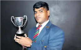  ?? ?? Trivan Pillay - the Grade 12 pupil with ‘a sincere interest in the well-being of the college’ - was awarded the Durban Girls’ College Good Fellowship Trophy for 2022