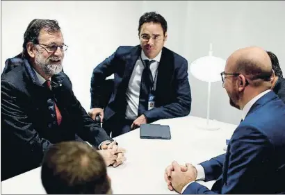  ?? EFE ?? Mariano Rajoy i Charles Michel durant la trobada d’ahir a la ciutat sueca de Göteborg