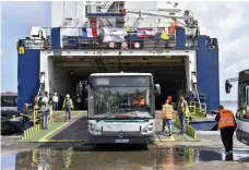  ?? EPA ?? France has sent 50 new buses to Lebanon to help revamp the country’s ailing public transport system