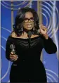  ?? PAUL DRINKWATER — NBC VIA AP ?? Oprah Winfrey is making her Oscar pitch this year for “Black Panther.”