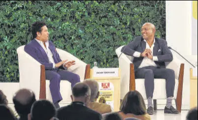  ?? SANCHIT KHANNA/HT ?? Sachin Tendulkar and Brian Lara at the Hindustan Times Leadership Summit on Saturday.