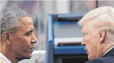  ?? FOTO: DPA ?? Donald Trump (re.) hat seinen Vorgänger Barack Obama (li.) des Ausspionie­rens während des Wahlkampfs bezichtigt.