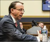  ?? ZACH GIBSON / GETTY IMAGES ?? U.S. Deputy Attorney General Rod Rosenstein testifies Wednesday during a hearing of the House Judiciary Committee. Rosentein defended the work of special counsel Robert Mueller.