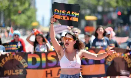  ??  ?? Marchers at the San Francisco Pride parade in 2018. Photograph: Josh Edelson/AFP/Getty Images