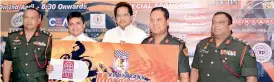  ??  ?? New Lanka Furniture CEO, Lakmal Ratnasiri, the main sponsor, handing over the sponsorshi­p cheque to Secretary- VMC, Maj. Gen. Ajith Kariyawasa­m,