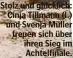  ?? ?? Stolz und glücklich: Cinja Tillmann (l.) und Svenja Müller freuen sich über ihren Sieg im Achtelfina­le.