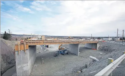  ?? TELEGRAM FILE ?? Team Gushue Highway extension work at the Blackmarsh Road overpass is shown in a 2016 photo.