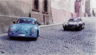  ??  ?? Below left: When was the last time you saw a Gullwing Mercedes 300SL and a 356 racing on a cobbled street? La Carrera Panamerica­na is like no other event