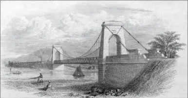  ??  ?? The Tees Suspension Bridge in 1830 by William Miller.