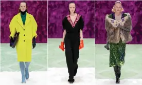  ?? Photograph: Reuters ?? The jewels of Prada’s autumn-winter 2021-22 women’s collection are tailored coats and soft stoles.