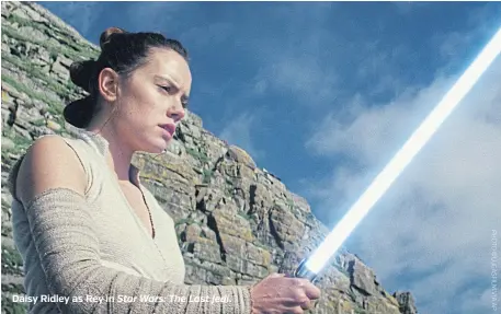 ??  ?? Daisy Ridley as Rey in Star Wars: The Last Jedi.