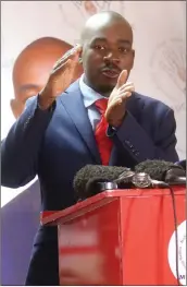  ??  ?? MDC Alliance leader Nelson Chamisa