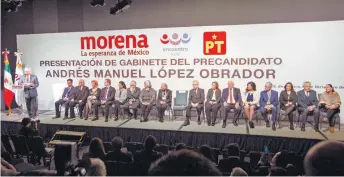  ?? OCTAVIO HOYOS ?? Presentaci­ón de los eventuales colaborado­res del morenista en la Presidenci­a.