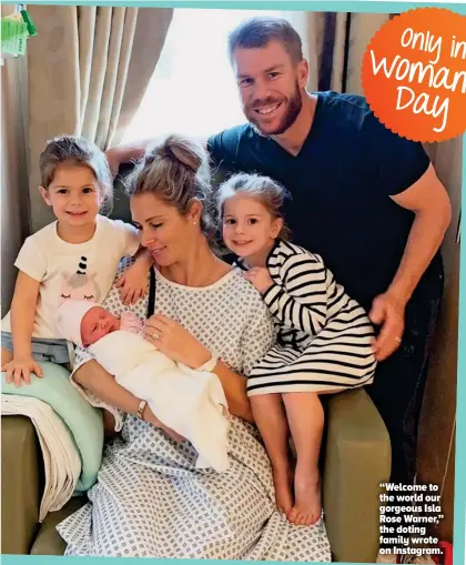  ??  ?? “Welcome to the world our gorgeous Isla Rose Warner,” the doting family wrote on Instagram.