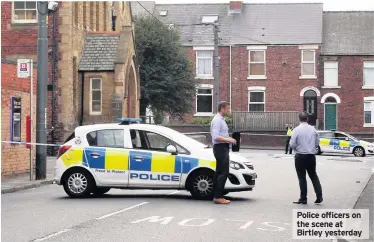  ??  ?? Police officers on the scene at Birtley yesterday