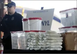  ?? ?? Our law enforcemen­t officers need cutting-edge capabiliti­es to detect and seize deadly drugs before they enter our communitie­s. A display of the fentanyl and meth that was seized by U.S. Customs and Border Protection officers at the Nogales Port of Entry is shown during a 2019 press conference. (Mamta Popat/Arizona Daily Star via AP, File
