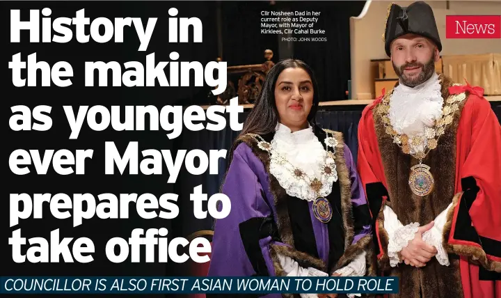  ?? PHOTO: JOHN WOODS ?? Cllr Nosheen Dad in her current role as Deputy Mayor, with Mayor of Kirklees, Cllr Cahal Burke