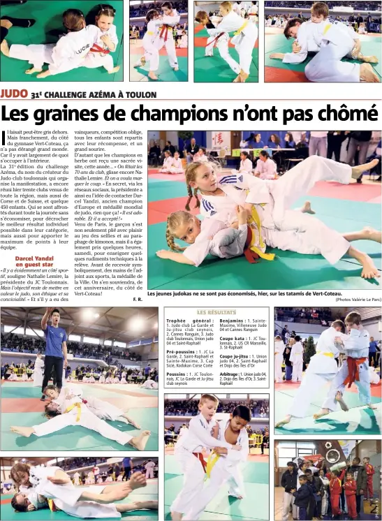  ?? (Photos Valérie Le Parc) ?? Les jeunes judokas ne se sont pas économisés, hier, sur les tatamis de Vert-Coteau.