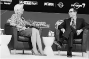  ?? PHOTO: REUTERS ?? US Treasury Secretary Steven Mnuchin (right) and IMF Managing Director Christine Lagarde at the IMF and World Bank’s 2017 Annual Spring Meetings, in Washington on Sunday