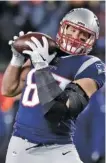  ?? THE ASSOCIATED PRESS ?? Star tight end Rob Gronkowski and the New England Patriots will take on the Philadelph­ia Eagles at Super Bowl LII tonight.