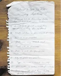  ?? COURTESY OF LAURA CARNEY Handout ?? In 2016, Laura Carney’s brother found their father’s bucket list in a brown suede bag. She resolved to complete it.