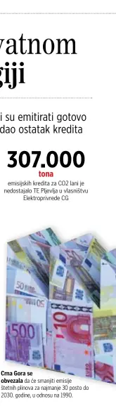  ??  ?? Crna Gora se obvezala da će smanjiti emisije štetnih plinova za najmanje 30 posto do 2030. godine, u odnosu na 1990.