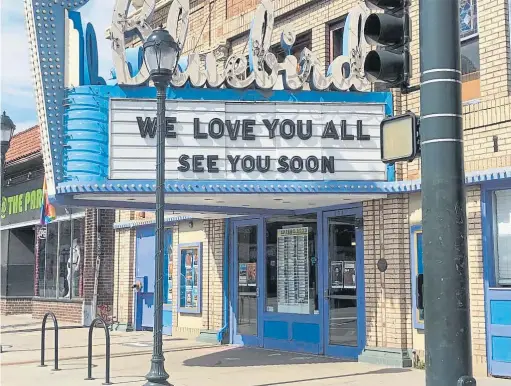  ?? Barbara Ellis, The Denver Post ?? The Bluebird Theater on East Colfax Avenue, along with every other music venue in Denver, has shut down temporaril­y.