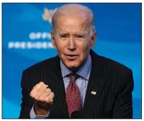  ?? (AP/Susan Walsh) ?? President-elect Joe Biden said Friday that President Donald Trump’s decision not to attend his inaugurati­on is “one of the few things he and I have ever agreed on. It’s a good thing, him not showing up.”