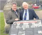  ??  ?? Honouring heroes Mr Brown and Councillor Drummond at the plaque