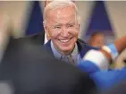  ?? JEFF SWENSEN/GETTY IMAGES ?? President Joe Biden speaks to the United Steelworke­rs union Wednesday in Pittsburgh. Biden announced new actions to protect the American steel and shipbuildi­ng industries.