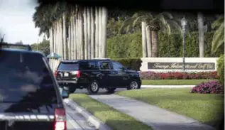  ??  ?? WEST PALM BEACH: A motorcade carrying President-elect Donald Trump arrives at Trump Internatio­nal Golf Club, in West Palm Beach, Florida yesterday. —AP