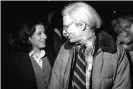  ??  ?? With Andy Warhol at a New York party, 1977. Photograph: Richard E Aaron/Red