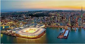  ??  ?? A vision of the waterfront stadium proposed by the Auckland Waterfront Consortium.