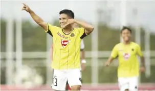  ?? ?? Ilonggo Jhan Jesus Melliza had one goal and two assists in Kaya Futbol ClubIloilo’s 3-2 win over Stallion-Laguna FC.