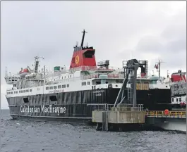  ??  ?? Left, MV Caledonian Isles spent the day stormbound in the harbour with MV Hebridean Princess just visible beside her 01_B46storm01; and, right, fishing vessel Fair Morn had to be securely fastened to the ‘old dock’ owing to high tides, rough seas and high winds. 01_B46storm02