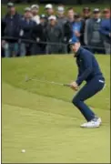  ?? RYAN KANG — THE ASSOCIATED PRESS ?? Jordan Spieth reacts after missing a putt on the first hole during the final round of the Genesis Open golf tournament at Riviera Country Club on Sunday in the Pacific Palisades area of Los Angeles.