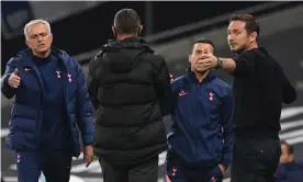  ?? Photograph: Neil Hall/AFP/Getty Images ?? José Mourinho came out on top against Frank Lampard in Tottenham’s League Cup win over Chelsea this season.