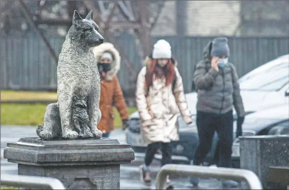  ?? (AP/Raul Mee) ?? The statue of stray Zorik is in front of a shopping center in Tallinn, Estonia. The statue is meant as a tribute both to Zorik and his animal companions, and to all strays.