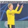  ?? FOTO: AP ?? Dortmunds Erling Haaland feiert sein zweites Tor gegen Brügge.