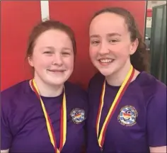  ??  ?? Kate Gargan Rossiter and Hannah Lacey from Wexford, who took bronze in the Rope Throw.