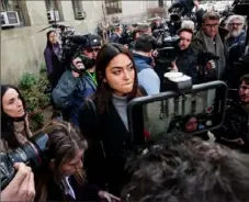  ?? Sarah Blesener/The New York Times ?? Ambra Battilana Gutierrez, a model who reported Harvey Weinstein to the police in 2015 for allegedly groping her at a meeting, speaks with reporters on Monday.