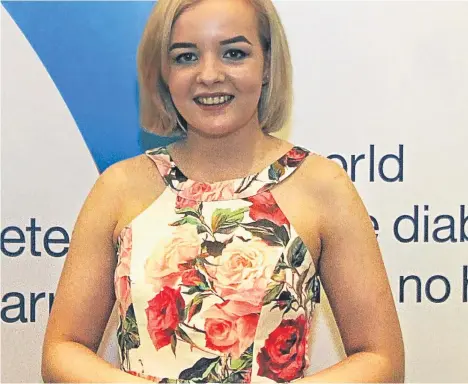  ??  ?? UNIVERSITY of Dundee student Alyssa Faulkner has won a Diabetes Scotland Inspire Award in recognitio­n of her outstandin­g efforts as a volunteer.
Alyssa, 18, was presented with the Campaignin­g and Influencin­g Award at the charity’s annual Inspire...