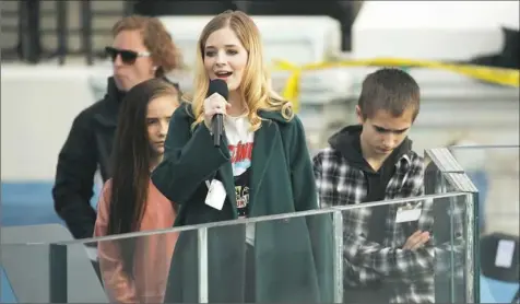  ?? Alex Wong/Getty Images ?? Singer Jackie Evancho rehearses singing the national anthem on the West Front of the U.S. Capitol on Thursday.