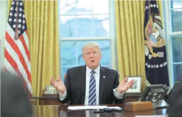  ?? — Reuters ?? US President Donald Trumps speaks to media in White House, Washington DC.