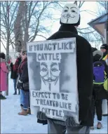  ?? BARB SWEET/THE TELEGRAM ?? A protester among the crowd of 60-70 people at a rally Sunday in Bannerman Park, St. John’s, to show solidarity for indigenous people arrested recently at a pipeline blockade in B.C.