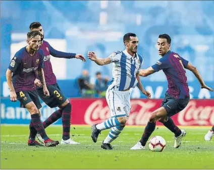  ?? FOTO: MANEL MONTILLA ?? Sergio Busquets entró en el segundo tiempo Fue uno de los que entraron en las rotaciones y empezó en el banquillo