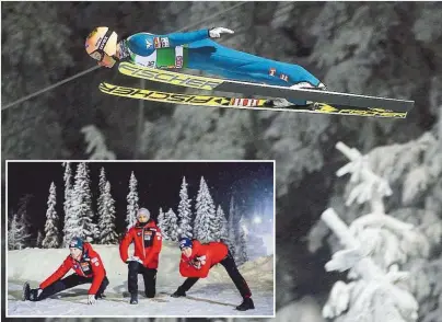  ??  ?? Hörl, Huber und Kraft (v.l.) saugten in Ruka die Winterstim­mung auf, Kraft (Bild oben) war in der Quali mit Platz vier der beste Österreich­er.